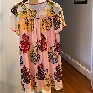 dress with multi colored floral in velveteen